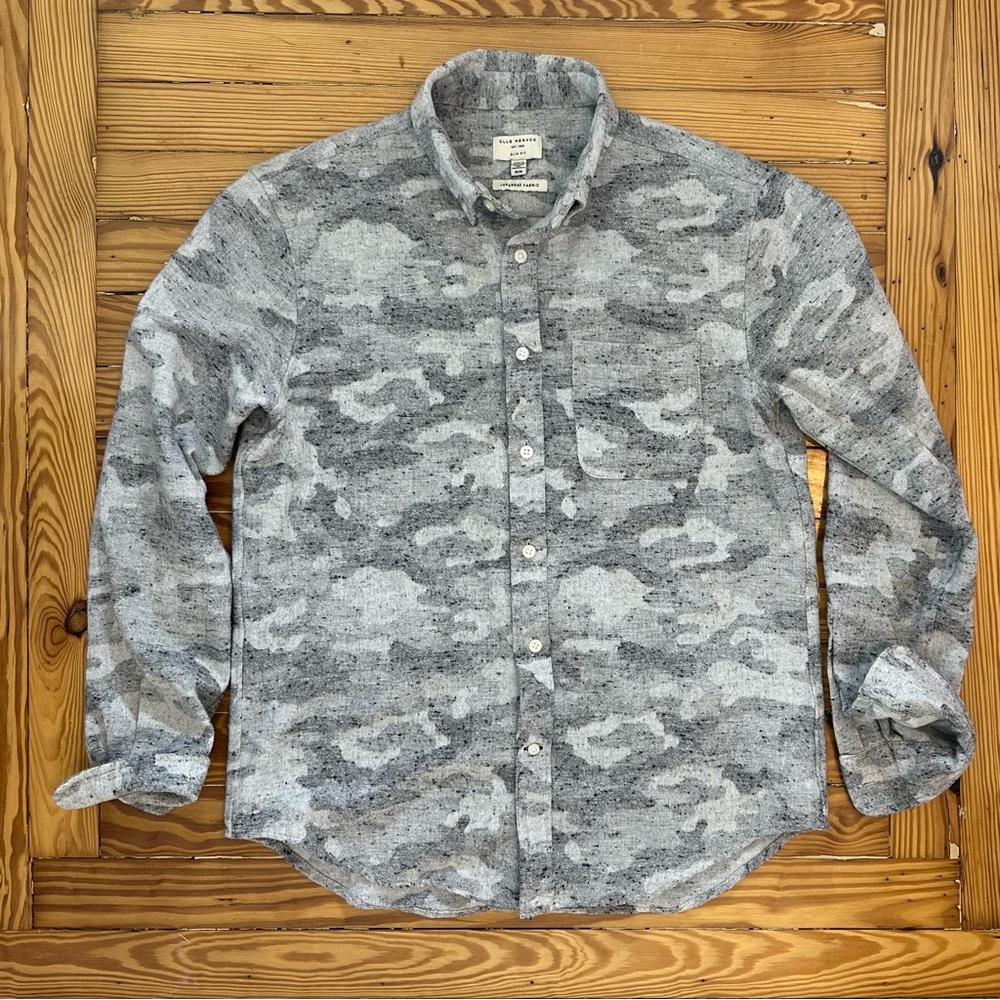 Club Monaco Gray Camo Flannel Shirt
